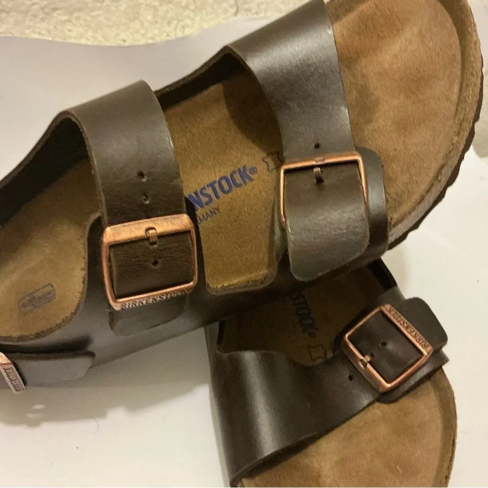 Birkenstock oiled Leather Sandals in Brown men's 12 arizona soft footbed milano